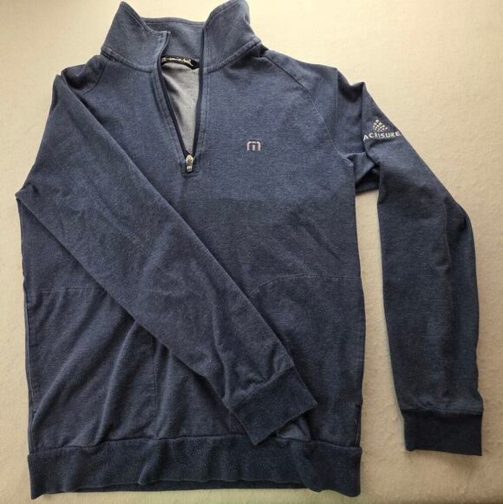 Travis Mathew Acrisure Blue 3/4 Zip Pullover Size Small